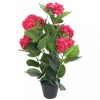 Hortensie Artificiala Rosie cu Ghiveci, 60 cm, Decor Realist, 51 Frunze, 5 Flori, Interior/Birou