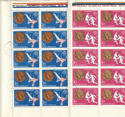 MEDALII OLIMPICE MONTREAL ( LP 923 ) 1976 OBLITERATA BLOC DE 10 foto