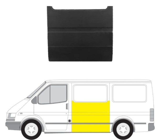 Panou lateral FORD TRANSIT, 1985-2000, partea stanga, pana la geam; punte simpla; lungime 1200 mm,