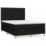 Cumpara ieftin Pat box spring cu saltea, negru, 140x200 cm, textil