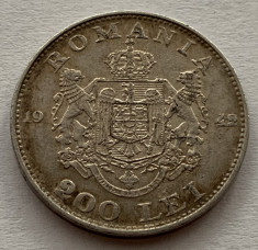 200 Lei 1942 Argint, Romania, XF, patina foto