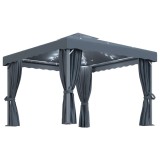 Cumpara ieftin Pavilion cu perdele &amp; siruri lumini LED, antracit, 3x3 m