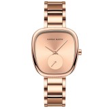 Ceas de dama Hannah Martin Quartz Fashion Minimalist Casual Quartz Auriu Roze