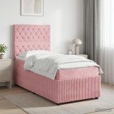 Cumpara ieftin Pat boxspring cu saltea cu headboard Roz 80 x 200 cm Catifea
