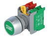 Comutator de Apasare AUSPICIOUS 22mm, Buton Plat Verde, IP65, NC+NO, Fara Iluminare, Seria PBF22