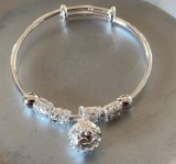 Brățară argint delicată 925 sterling marcată, reglabilă, 17 g , elegantă, stare foarte bună, nouă, nefolosită