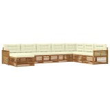 vidaXL Set de canapele de exterior cu pernă 8 pcs Natural și Crem 3383718