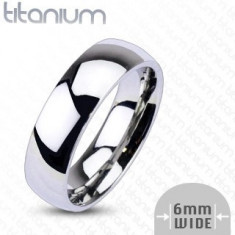 Inel din titan în culoare argintie - finisaj strălucitor, 6 mm - Marime inel: 49
