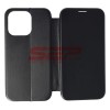 Husa Flip Cover iPhone 13 Pro, Piele Eco, Negru