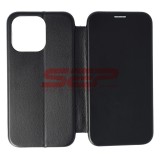 Husa Flip Cover iPhone 13 Pro, Piele Eco, Negru