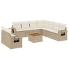 Set canapele de gradina cu perne, 10 piese, bej, poliratan