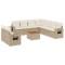 Set canapele de gradina cu perne, 10 piese, bej, poliratan