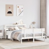 VidaXL Cadru de pat fără saltea, alb, 160x200 cm, lemn masiv pin