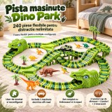 Pista circuit masinute, Dino Park, 8 dinozauri, masinuta electrica Off-road, 240 piese flexibile pentru pista