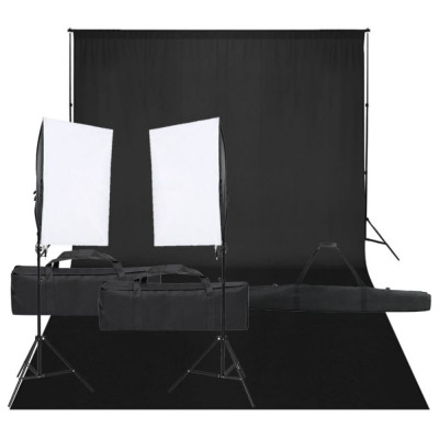 vidaXL Kit studio foto cu set de lumină și fundal foto