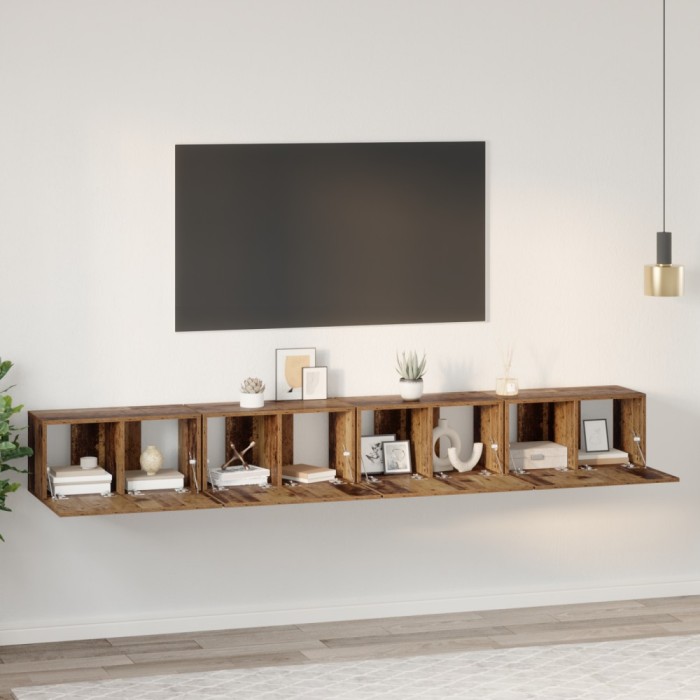 vidaXL Set comodă TV 4 pcs Lemn vechi Mediu 30 x 60 x 30.5 cm