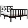 Cadru de pat dublu, negru, 135x190 cm, lemn masiv de pin