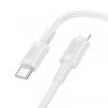 Cablu Date si Incarcare USB-C - Lightning Borofone BX111 Feliz, 27W, 1m, Alb, Apple