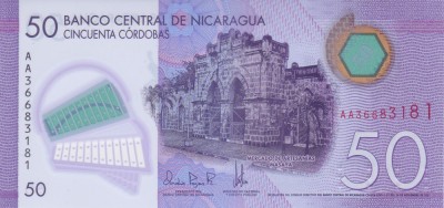 Bancnota Nicaragua 50 Cordobas 2021 - P211 UNC ( polimer - vezi descriere ) foto