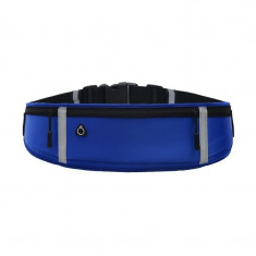 Centura Alergare / Borseta Sport, Reflectorizanta - Ultimate Running Belt, Orificiu Pentru Casti, Albastru foto