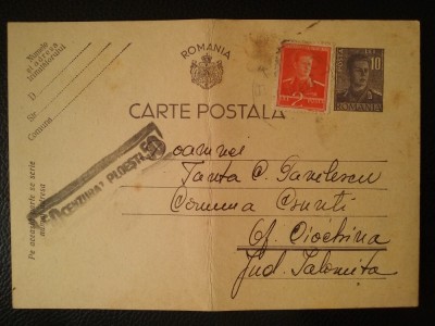 1944-C.P.circ.-CENZURAT-Ploiesti 50-Stamp.Baicoi foto