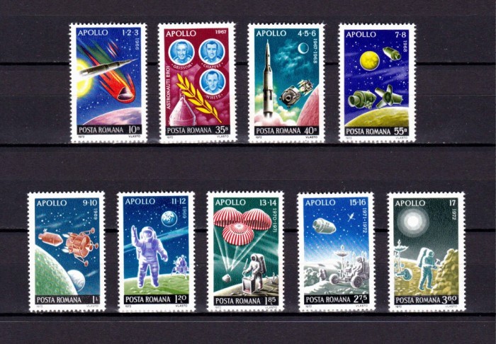 ✅RO 1972 LP 814 &quot; Incheierea programului Apollo &quot; , serie ,MNH