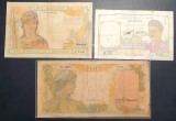 IndoChina set de 3 bancnote de 1, 5 și 100 de piastri.