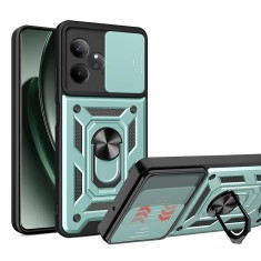 Husa pentru realme gt 6 / gt 6t, camshield protectie camera, magnetic, slide si snap, green foto
