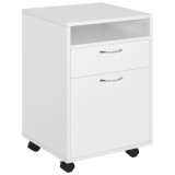 Comodă Mobilă pentru Birou HOMCOM, cu Roți, Design Compact, 40x35x60cm, Alb | Aosom Romania