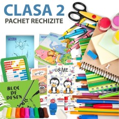 Set 25 rechizite scolare clasa 2, pachet pentru elevi clasele primare