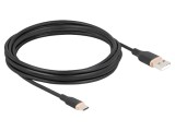 Cablu USB 2.0 A la C, 4m, aurit, negru, silicon, 3A