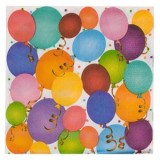 Șervețele de masă cu 2 straturi, Albe cu model baloane colorate, 33x33cm, 20 buc, CMCLASS