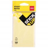 Cumpara ieftin Set 100 Notite Adezive Deli Stick Up, 76x126 mm, Galben, Bloc Notite Adezive, Notite Adezive la Bloc, Set de Notite Adezive, Sticky Notes, Post It Not