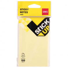 Set 100 Notite Adezive Deli Stick Up, 76x126 mm, Galben, Bloc Notite Adezive, Notite Adezive la Bloc, Set de Notite Adezive, Sticky Notes, Post It Not