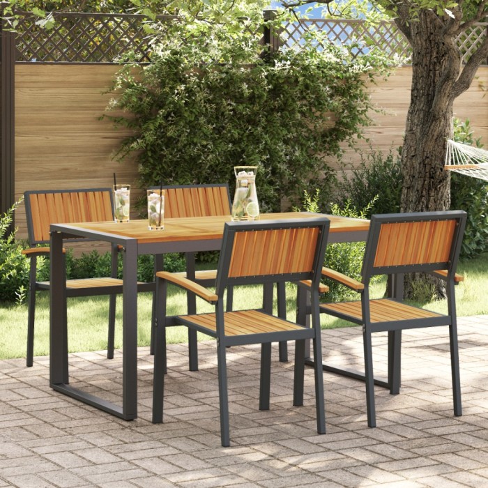 Gossi set de mese pentru gradina cu 5 piese din lemn solid de acacia si metal