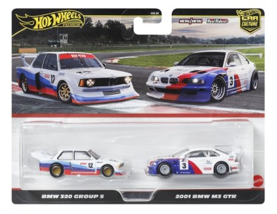 HOT WHEELS PREMIUM SET 2 MASINUTE METALICE BMW 320 GROUP 5 SI BMW 3 GTR 2001 SCARA 1:64 SuperHeroes ToysZone foto