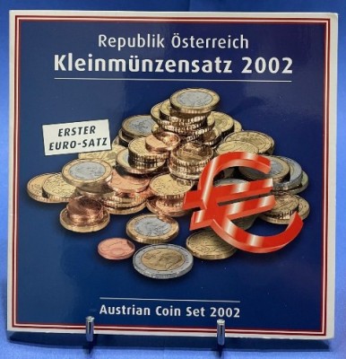 AUSTRIA 2002 - Set monetarie 1 cent-2 euro -folder/ BU foto