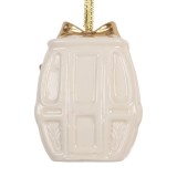 Cumpara ieftin Ornament brad Craciun portelan alb auriu 5x4x6 cm