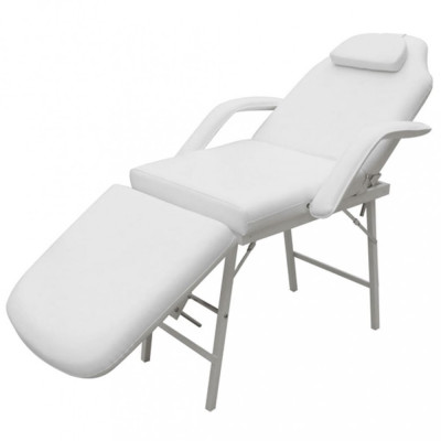 vidaXL Scaun tratament facial, piele artificială, 185x78x76 cm, alb foto