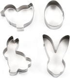 Set de 4 forme pentru prajituri HEIGOO, model Paste, otel inoxidabil, argintiu