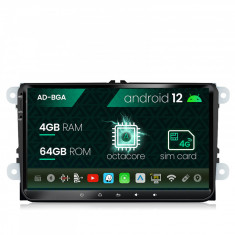 Navigatie Volkswagen, Skoda, Seat, Android 12, A-Octacore 4GB RAM + 64GB ROM, 9 Inch - AD-BGAW9AC