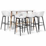Cumpara ieftin Set mobilier de bar, 7 piese, alb