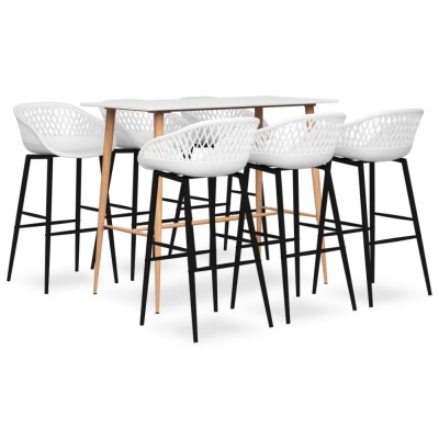 vidaXL Set mobilier de bar, 7 piese, alb 3057446 foto