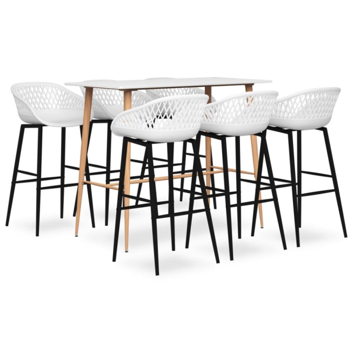 vidaXL Set mobilier de bar, 7 piese, alb 3057446