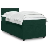 vidaXL Pat continental cu saltea, verde &icirc;nchis, 80x200 cm, catifea 3289905