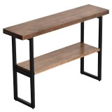 Cumpara ieftin Consola Nore lemn masiv 35mm, culoarea nuc - negru 79x29x85cm