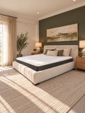 Pat Moda 160x200 cm Lada de Depozitare Tapitat Stofa Bej Somiera Inclusa (cod ML2616-PEAK-110)