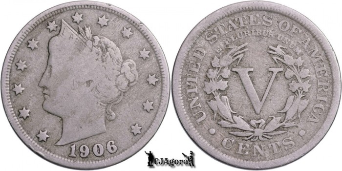 1906, 5 Cents - Liberty Nickel - Statele Unite ale Americii