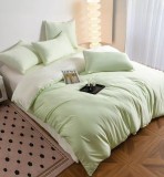 Cumpara ieftin Lenjerie De Pat Tip Matase Celestia Tm015, Bumbac, Poliester, 4 Piese, Fara Elastic, Verde