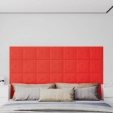 VidaXL Panouri perete 12 buc. roșu, 30x30 cm, piele ecologică, 1,08 m&sup2;